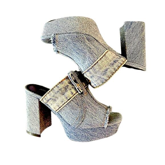 Jeffrey Campbell Magda Denim Jean Slide Platform Heel Size 5 - Picture 6 of 12